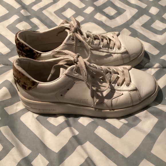 Women’s Golden Goose PureSTAR Leather Trainers with Leopard Print Heel - 36 EU - Picture 3 of 7